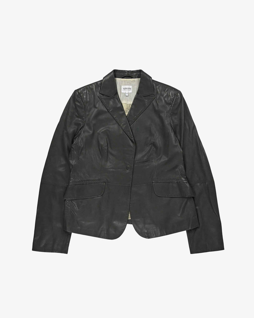 Giorgio Armani Vintage Leather Jacket 1990s Grey