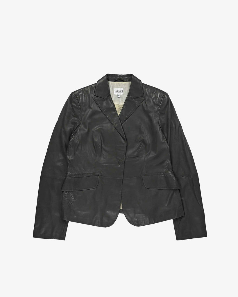 Giorgio Armani Vintage Leather Jacket 1990s Grey