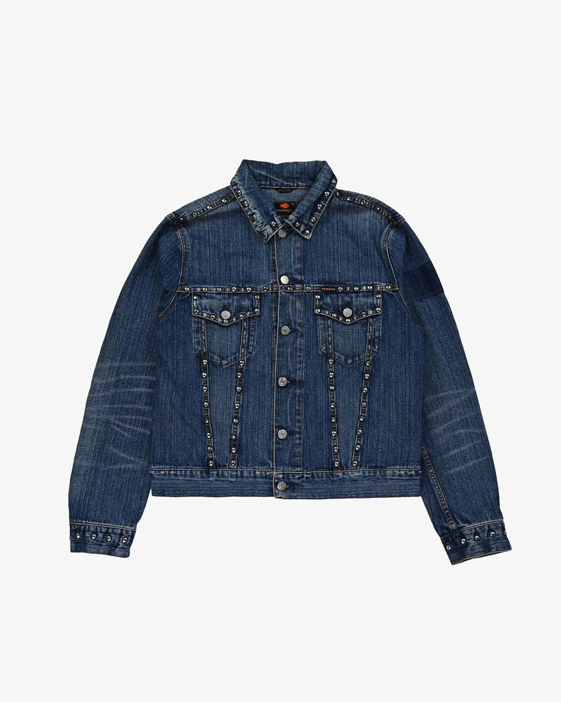 Energie Vintage Denim Jacket 2000s Rivets Dark Blue