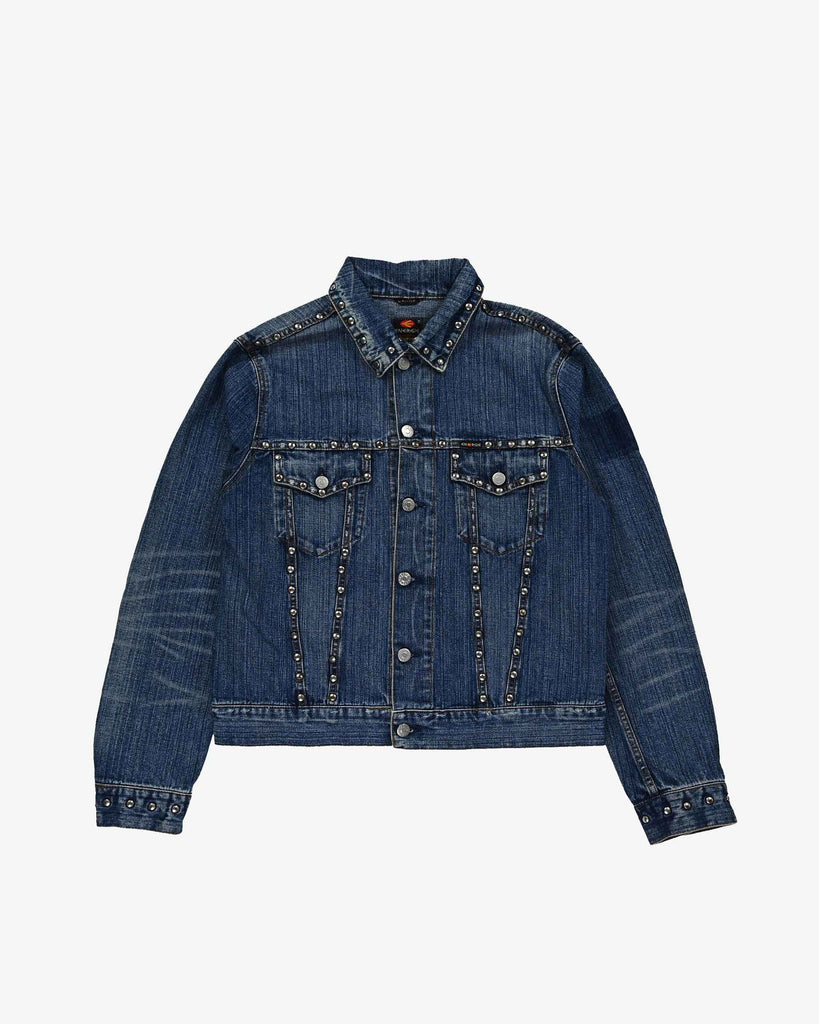 Energie Vintage Denim Jacket 2000s Rivets Dark Blue