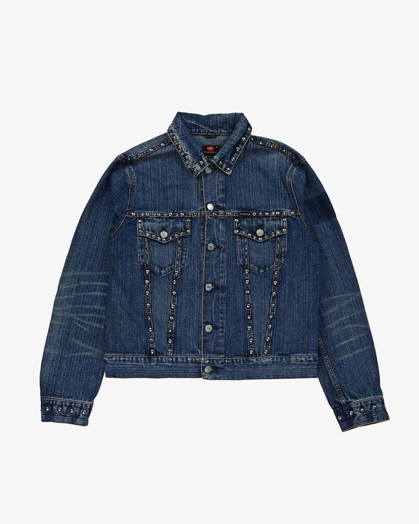 Energie Vintage Denim Jacket 2000s Rivets Dark Blue