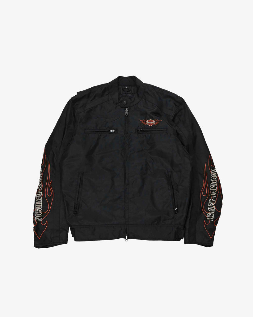 Harley Davidson Vintage Fire Racing Jacket 1990s Black
