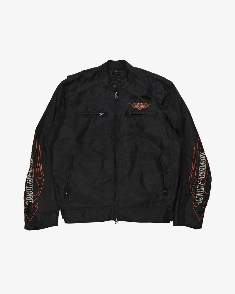 Harley Davidson Vintage Fire Racing Jacket 1990s Black
