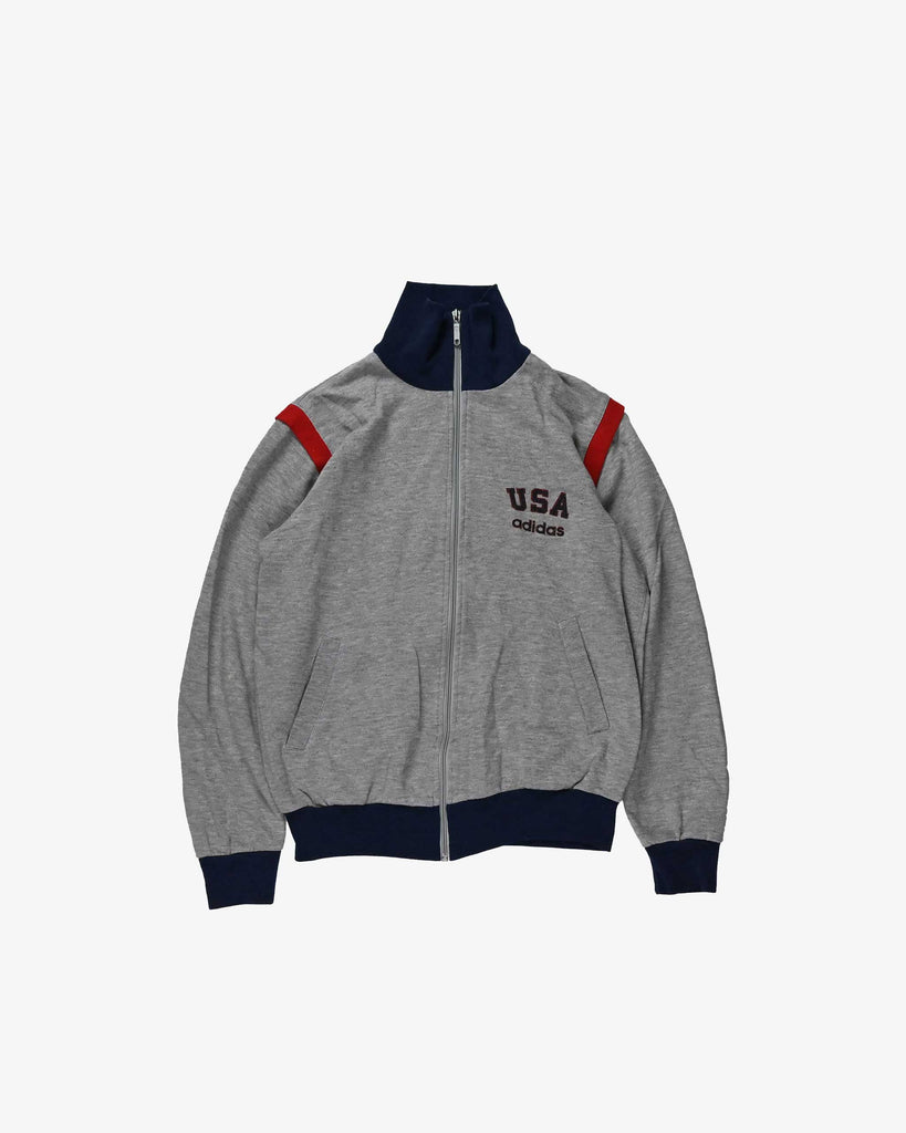 adidas Vintage Track Jacket USA 1980s Grey/Red